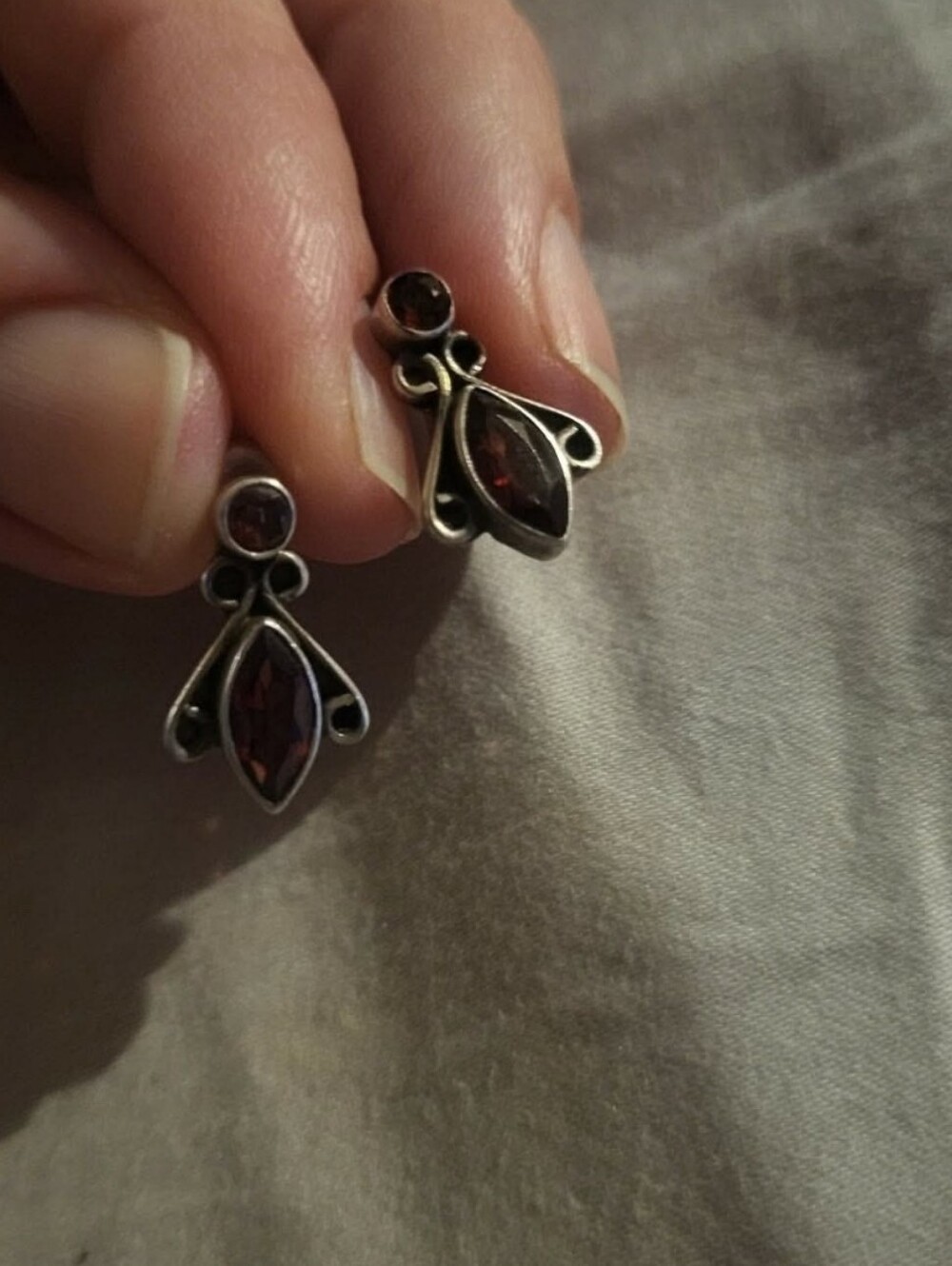 Sterling Silver Garnet Earrings